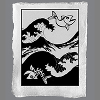 'Hokusai's Nightmare  •  Galiano Relief group 2012 print  Theme 'Under the Sea'